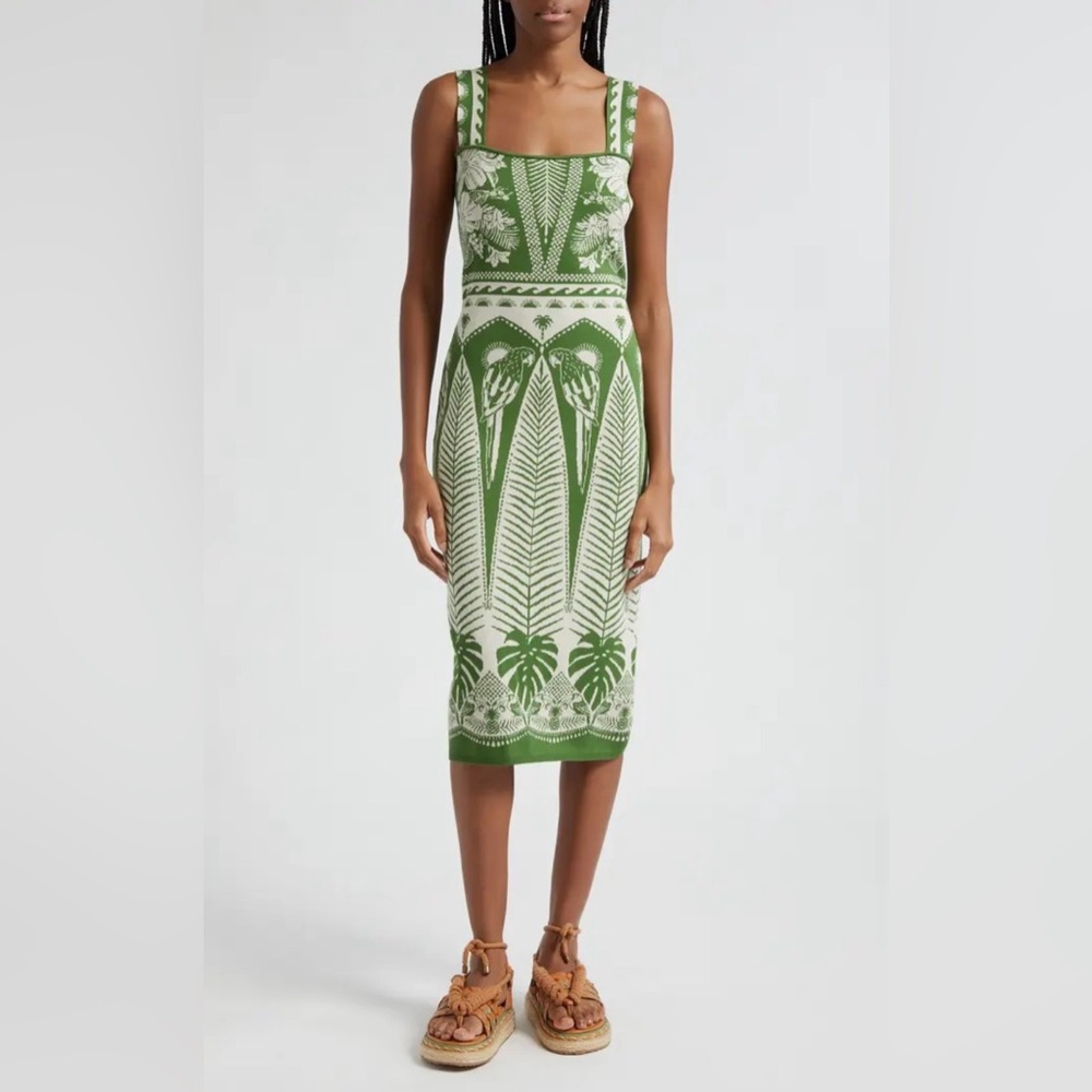 FARM Rio Macaw Jacquard Sweater Dress